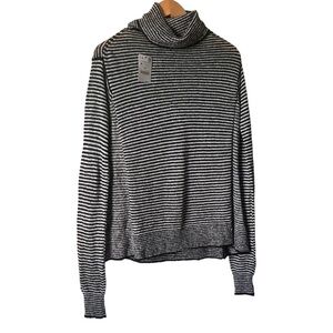 Zara Knit Mohair Stripe Turtle Neck Top Size Medium